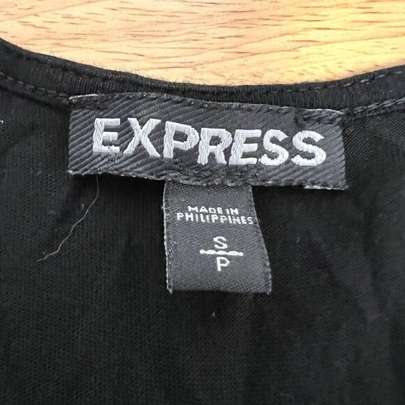 Express Womens 1/4 Zip Sleeve Top Blue/Multi Print Size Small Hi Low - Picture 7 of 8